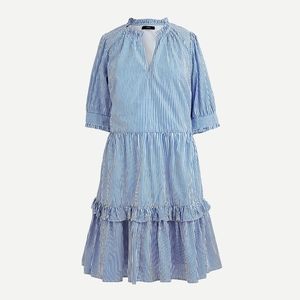 🆕️ J Crew Ruffleneck tiered popover dress blue